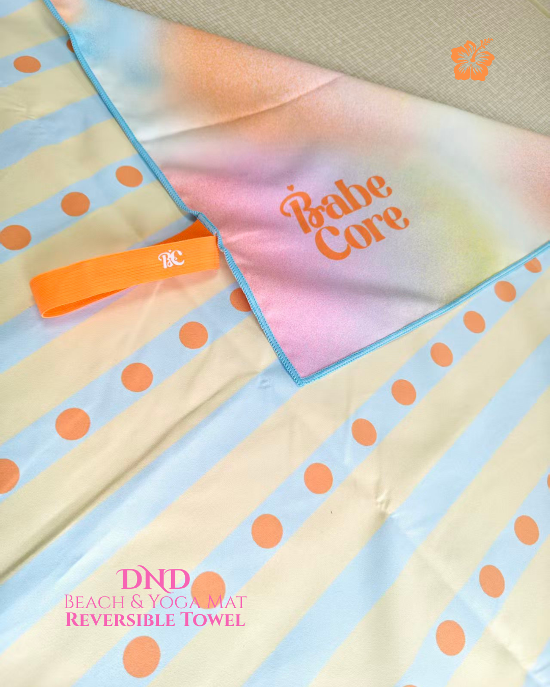 DND Yoga Mat and Beach Reversible Microfiber Towel - Light and Compact, Quickdry, Yoga mat size