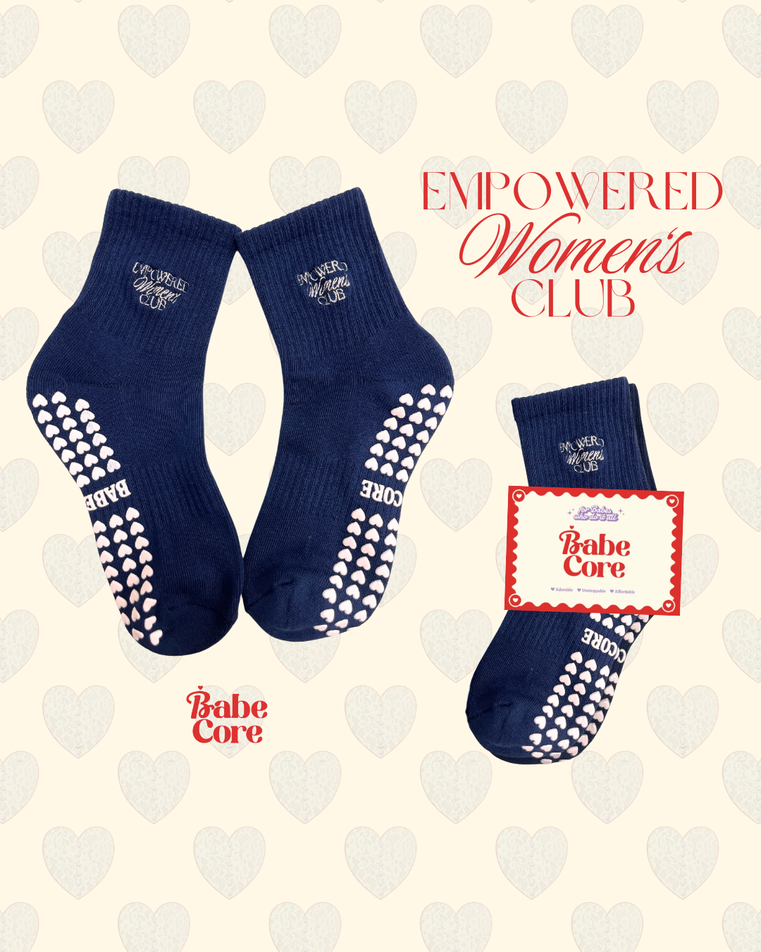 (Size EU37+) Empowered Women's Club Pilates Grip Socks- Medium Size