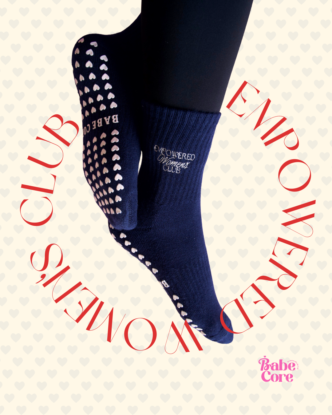 (Size EU37+) Empowered Women's Club Pilates Grip Socks- Medium Size