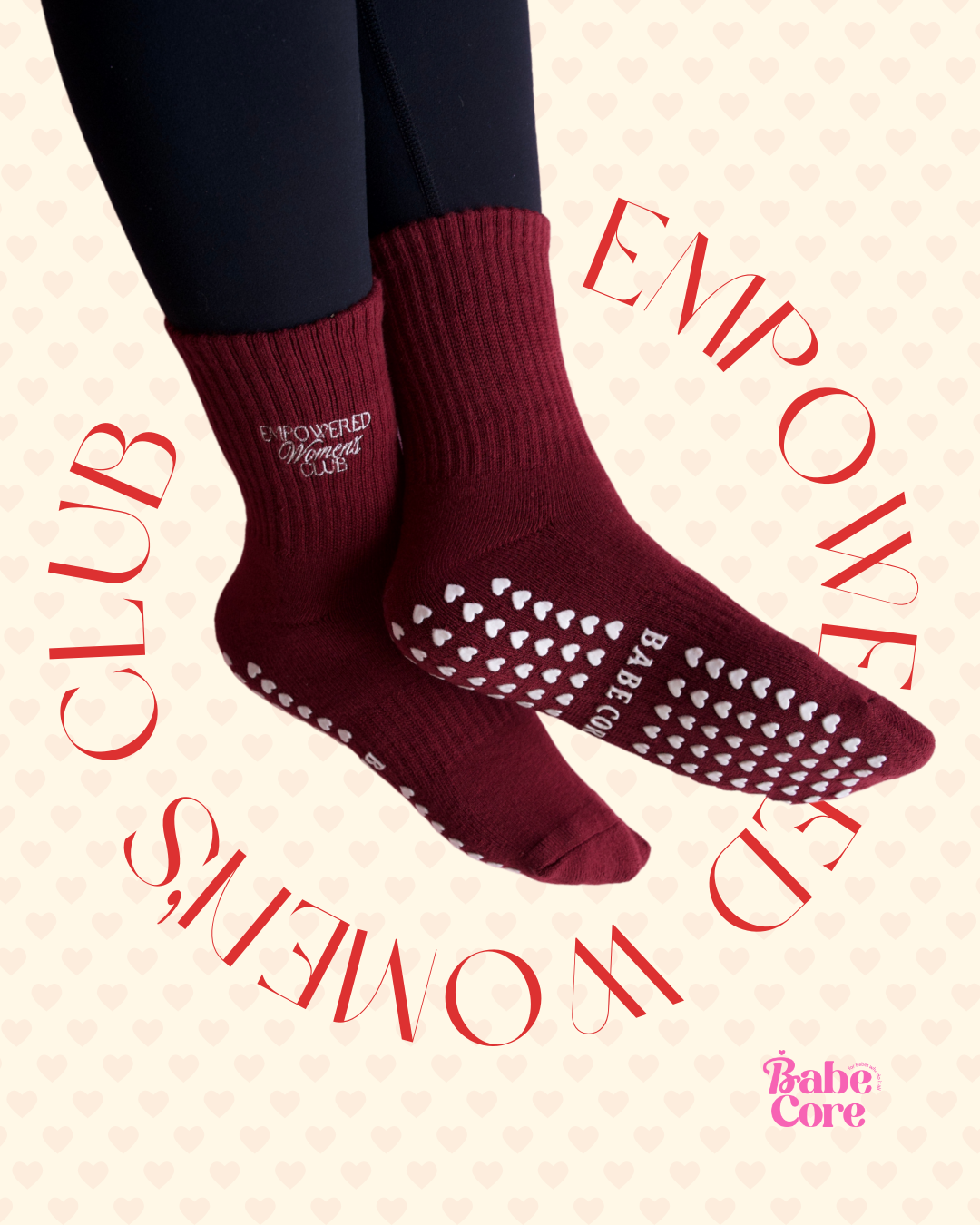 (Size EU37+) Empowered Women's Club Pilates Grip Socks- Medium Size