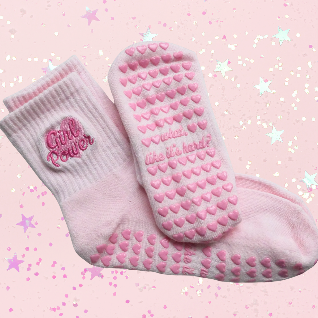 Like It's Hard? GIRL POWER Grip Socks - Yoga, Pilates, Lagree, Barre Anti-Slip Grip Socks