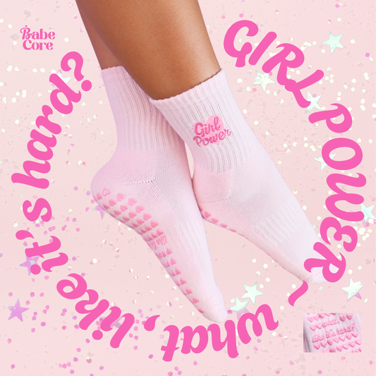 Like It's Hard? GIRL POWER Grip Socks - Yoga, Pilates, Lagree, Barre Anti-Slip Grip Socks