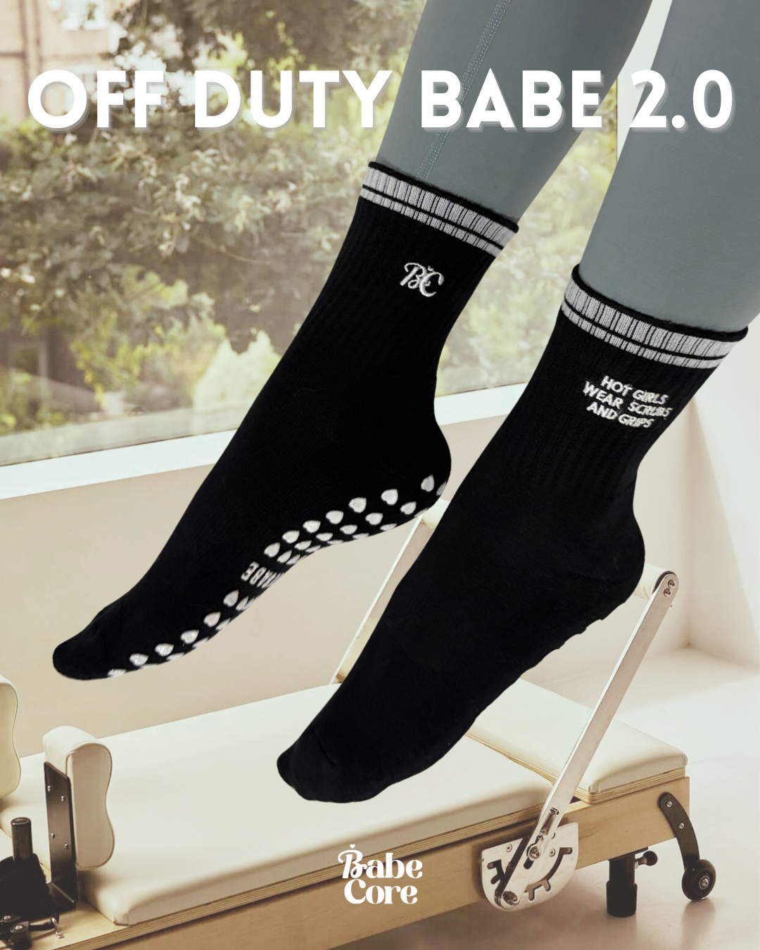 OFF DUTY BABE 2.0 Women in Healthcare - Anti-Slip Grip Socks for Pilates, Lagree, Barre, Yoga