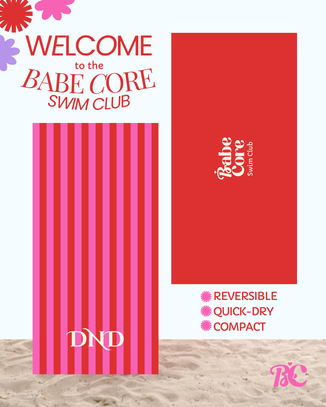 DND - Babe Core Swim Club Beach Towel