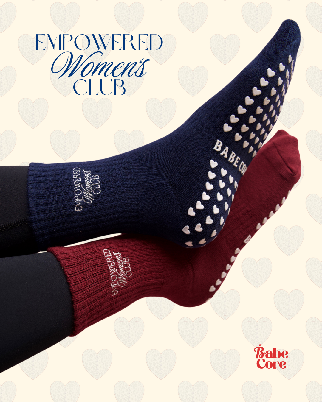 (Size EU37+) Empowered Women's Club Pilates Grip Socks- Medium Size