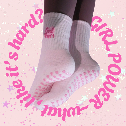 Like It's Hard? GIRL POWER Grip Socks - Yoga, Pilates, Lagree, Barre Anti-Slip Grip Socks