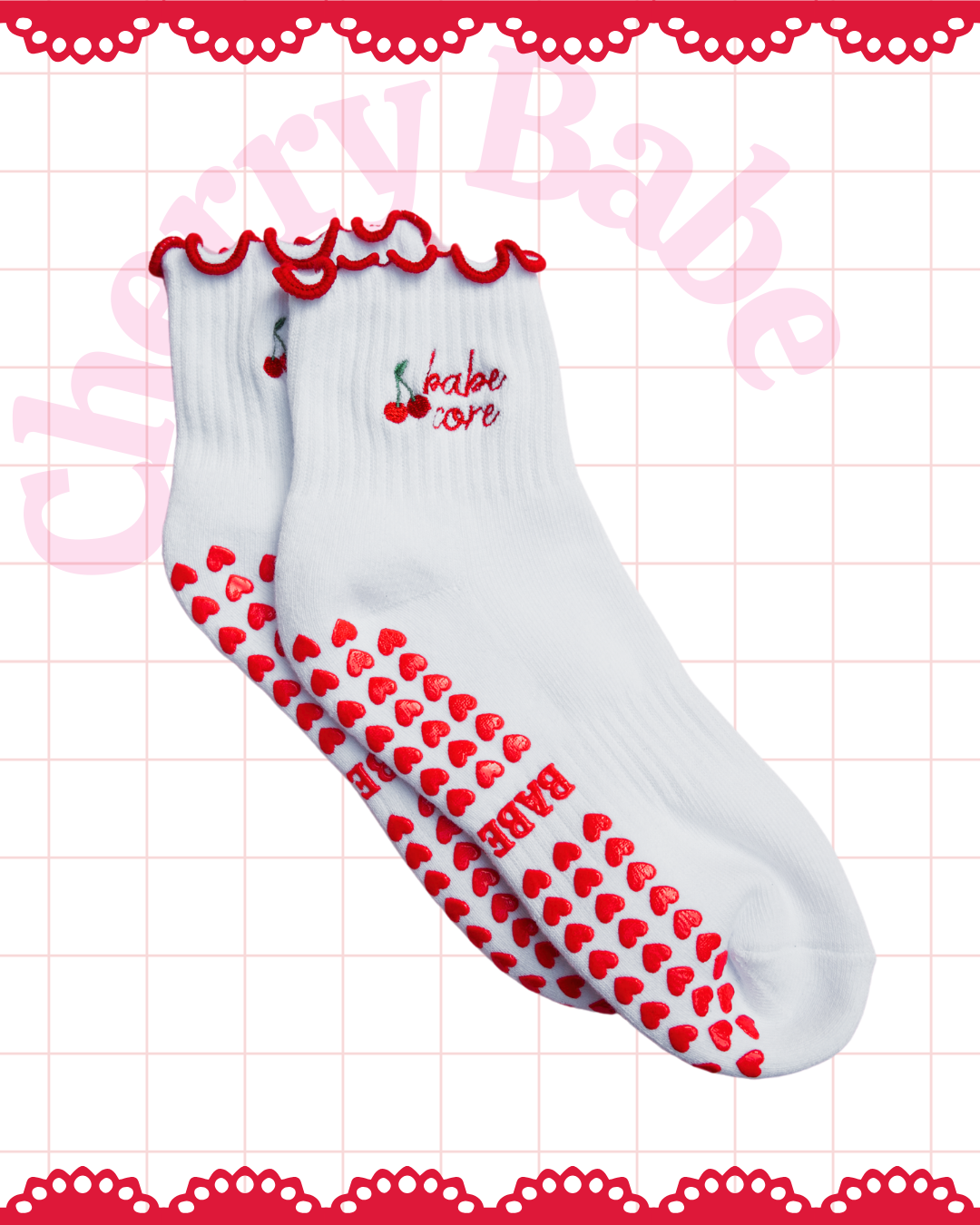 Cherry Babe Grip Socks 🍒❤️