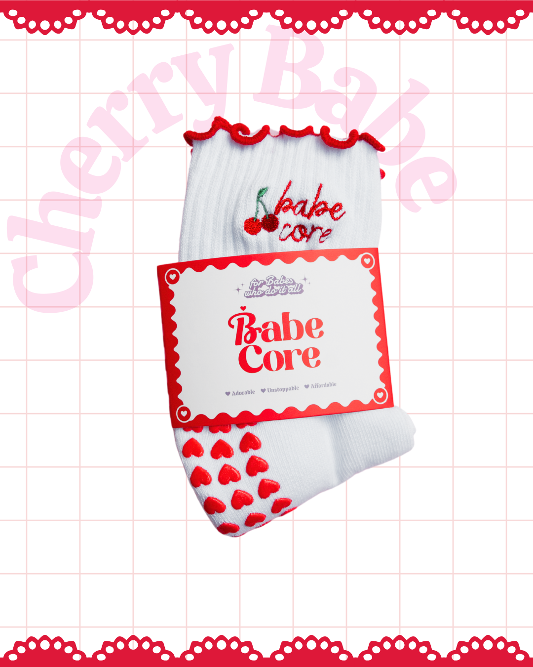 Cherry Babe Grip Socks 🍒❤️