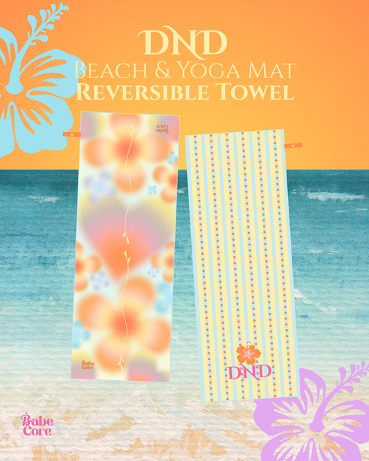 DND Yoga Mat and Beach Reversible Microfiber Towel - Light and Compact, Quickdry, Yoga mat size