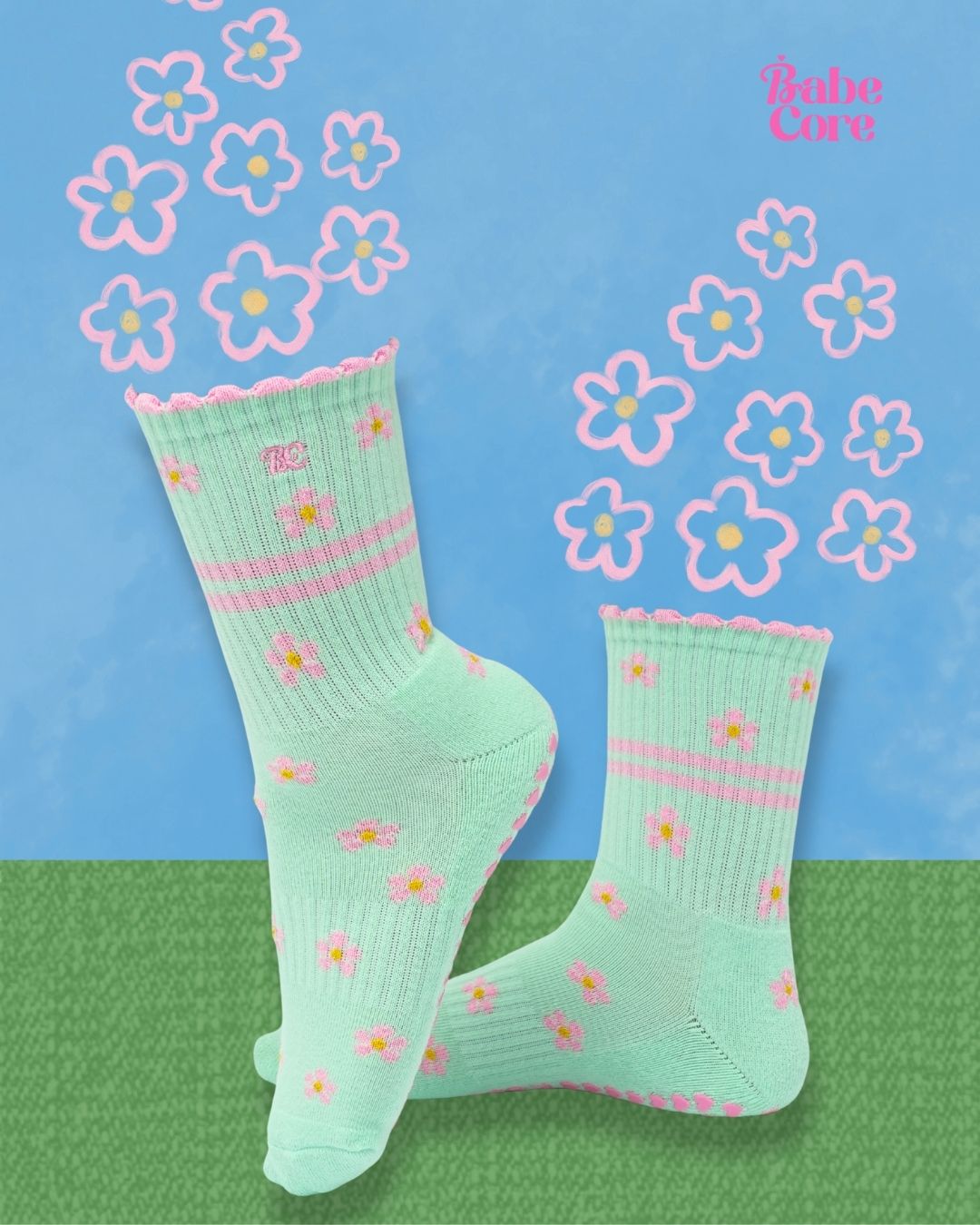 I'm Just A Girl 2.0 Floral Grip Socks Anti-Slip for Pilates, Barre, Lagree, Yoga