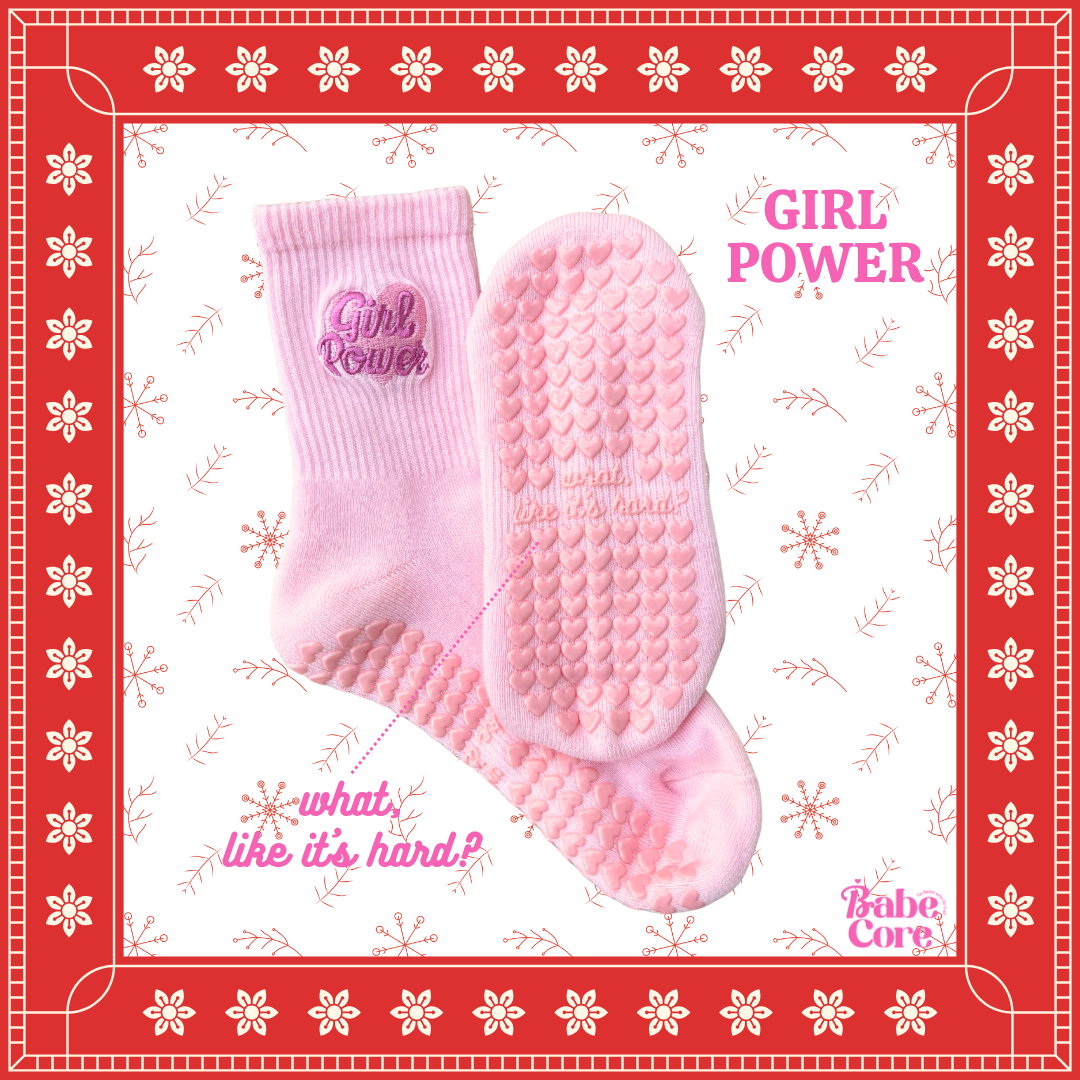 Like It's Hard? GIRL POWER Grip Socks - Yoga, Pilates, Lagree, Barre Anti-Slip Grip Socks