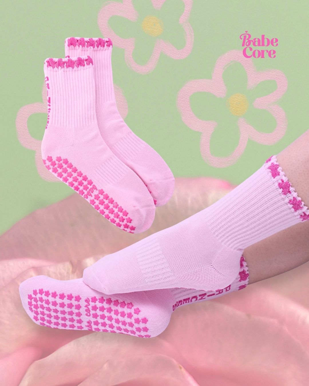 Pink Princess Grip Socks Anti-Slip for Pilates, Lagree, Barre, Yoga
