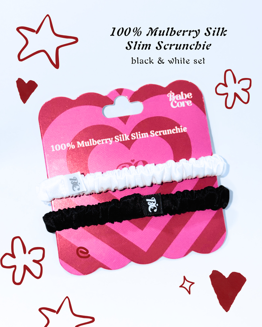 100% Mulberry Silk Slim Scrunchie - Soft Non-Damaging Silk Hair Tie Set
